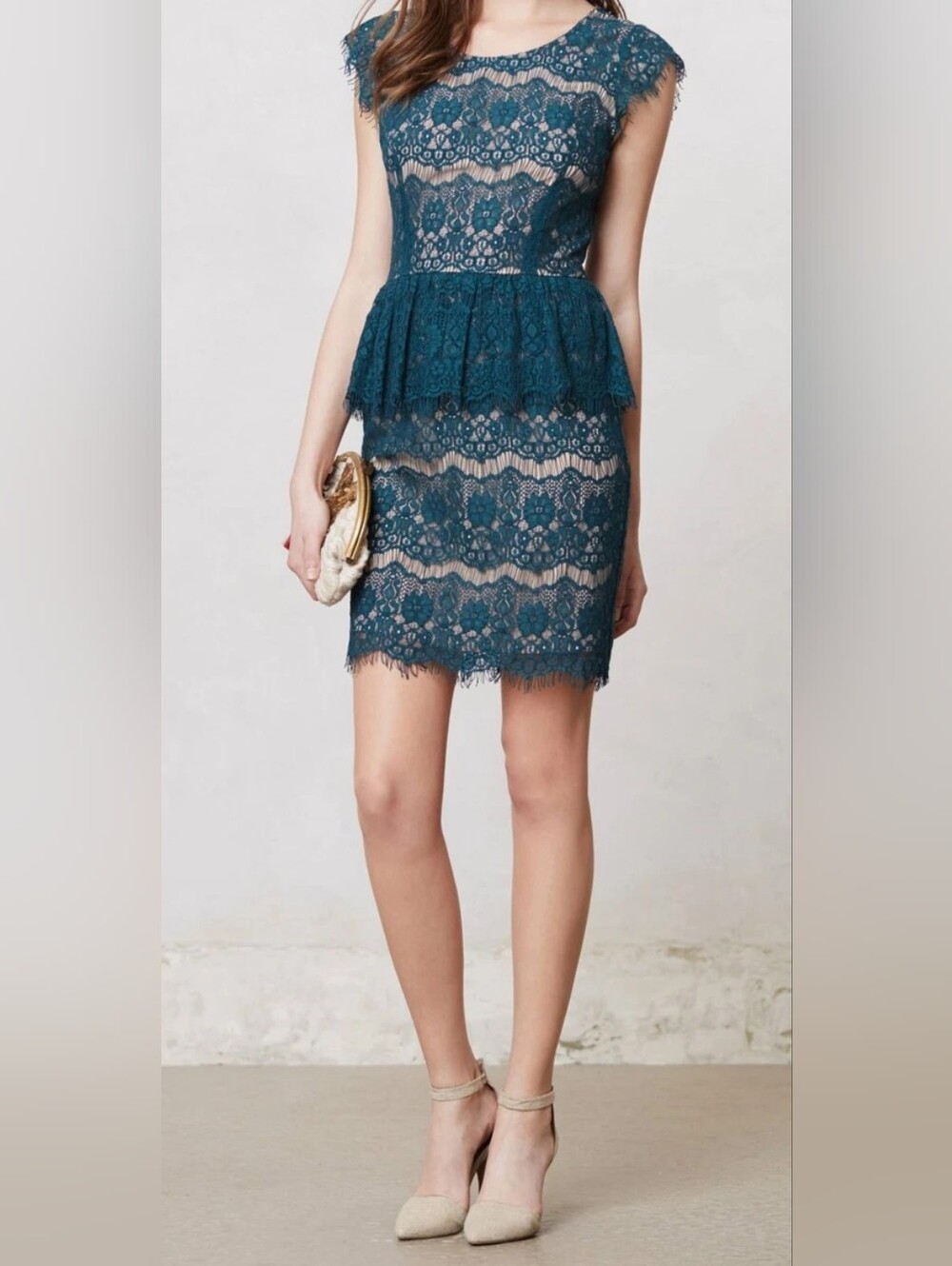 Maeve Teal Lace Mini Skirt Size S
